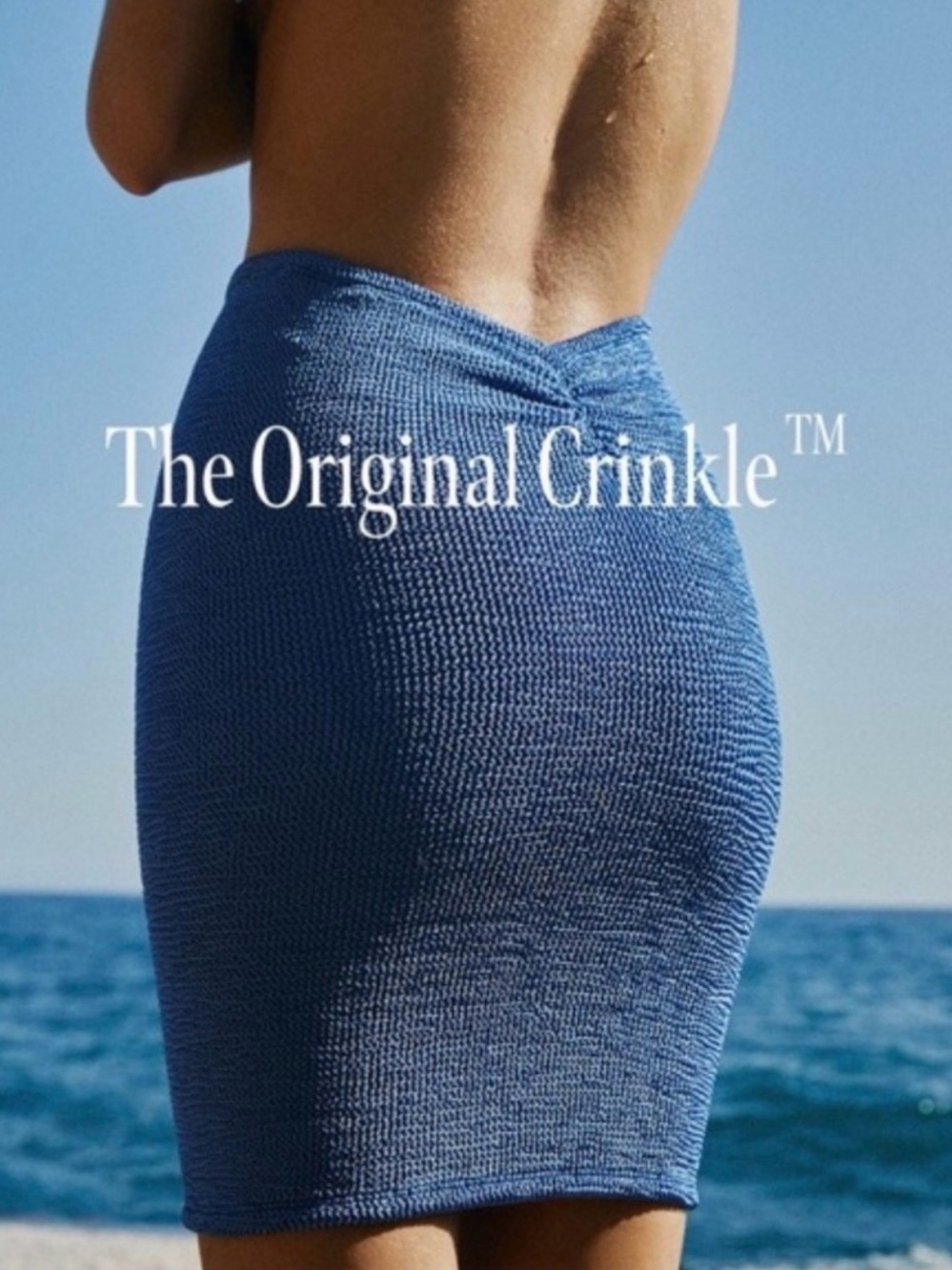 HUNZA G The Original Crinkle™ Blue Textured Ruched Skirt